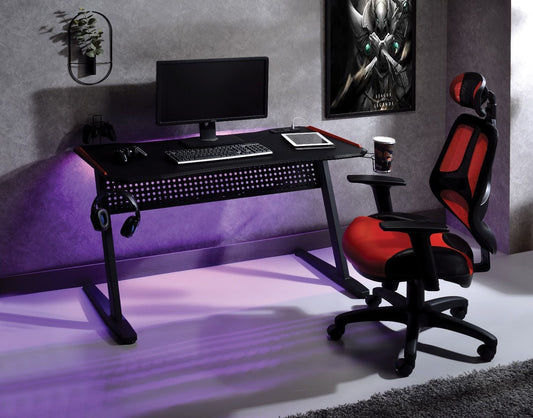 ACME Dragon Gaming Table with USB Hub - Black & Red