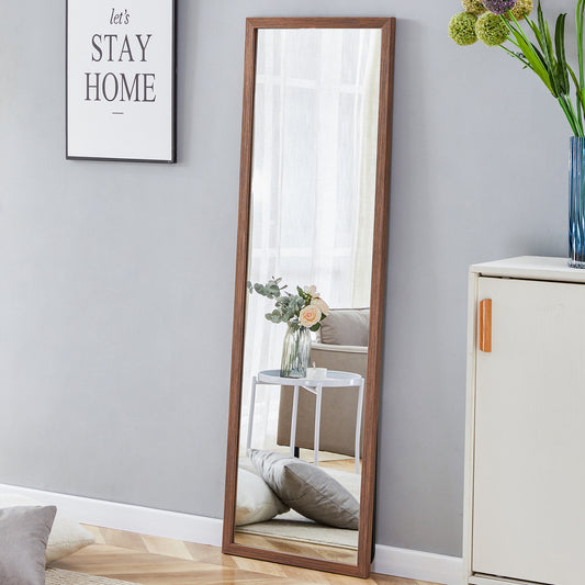 Elegant Wood Grain Full-Length Mirror