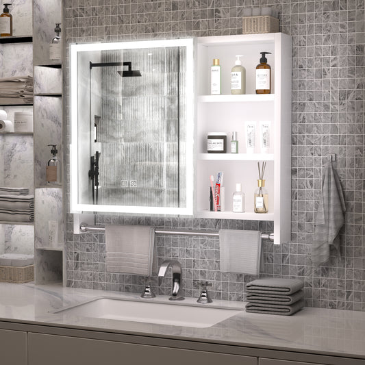 Sleek LED Bathroom Cabinet with Mirror and Towel Rack