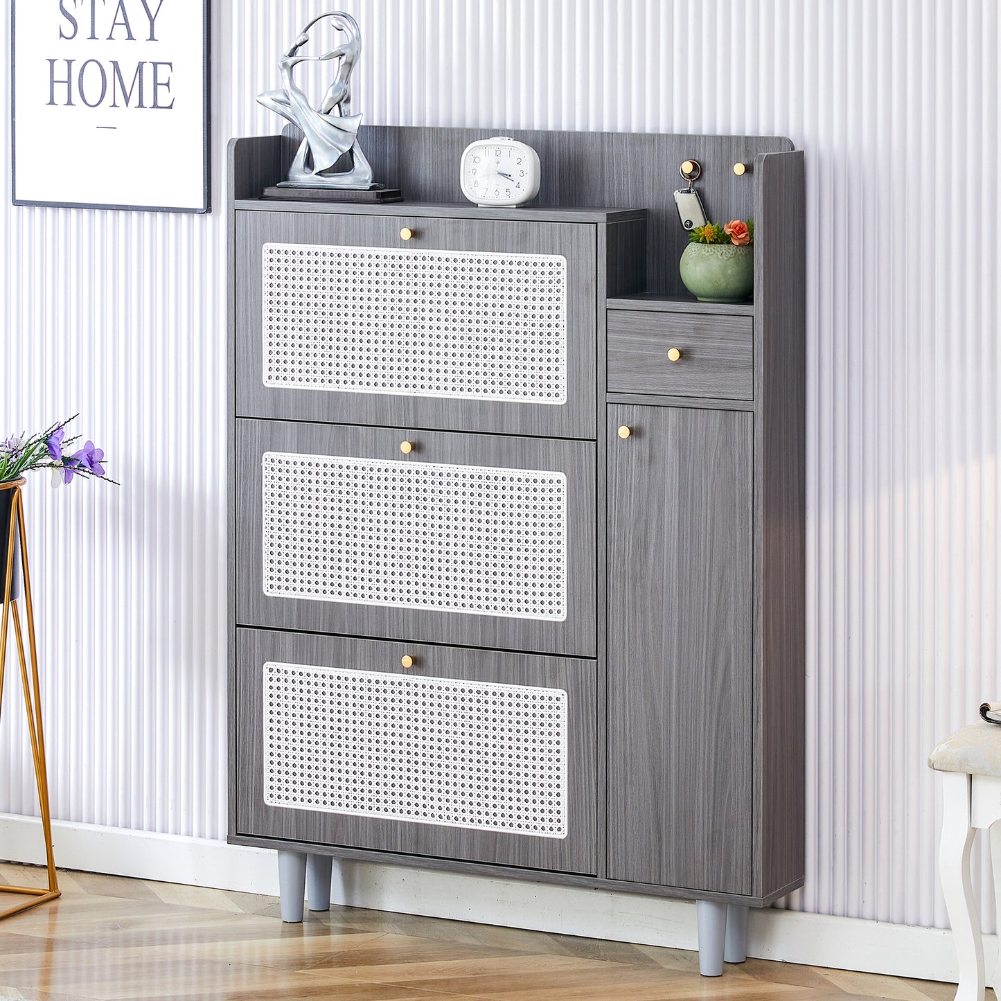 Chic Rattan Shoe & Storage Cabinet