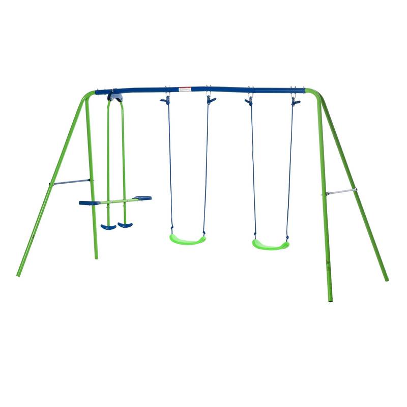 Backyard Bliss Metal Swing Set with Glider