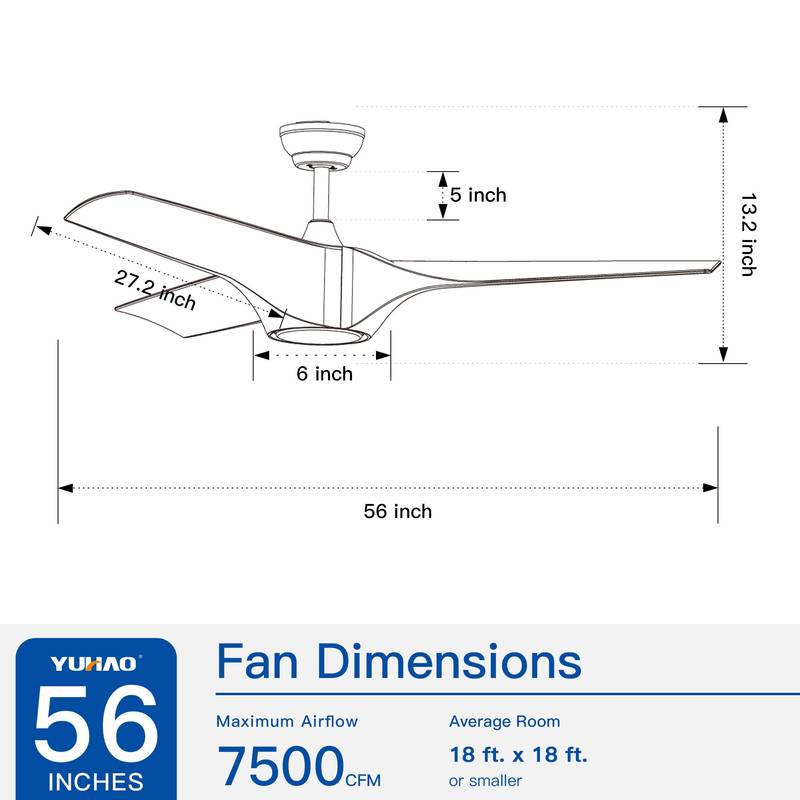 Sleek LED Ceiling Fan with White Blades