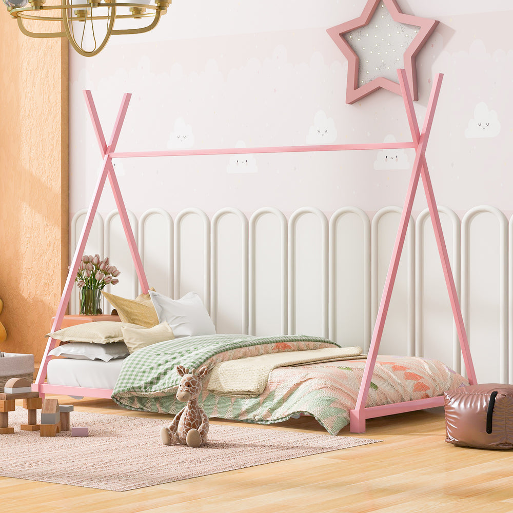 Charming Pink Twin House Bed