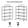 Sturdy Rolling Shelves - Heavy-Duty 5-Layer Organizer with Adjustable Feet