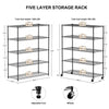 Sturdy Rolling Shelves - Heavy-Duty 5-Layer Organizer with Adjustable Feet
