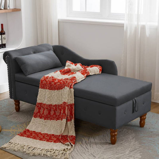 Velvet Dream Lounge Chair with Storage & Pillow