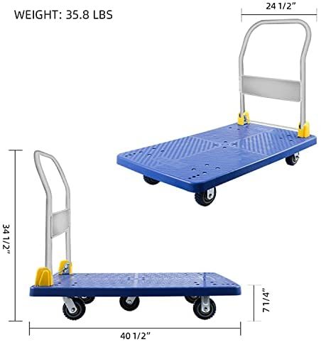 Blue Foldable Platform Truck with Swivel Wheels