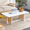 Chic Chinese Solid Wood Coffee Table with Rattan Touch