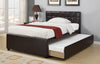 Espresso Twin Trundle Bed with Upholstered Headboard