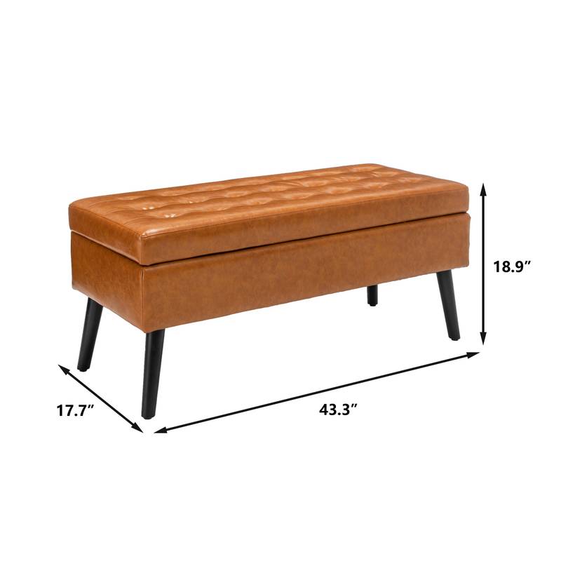 Stylish Leather Storage Bench