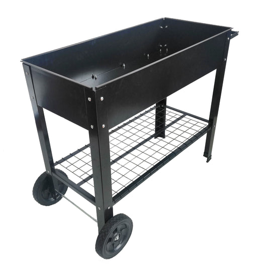 Garden Cart Planter with Wheels - Mobile Elevated Bed for Herbs & Veggies