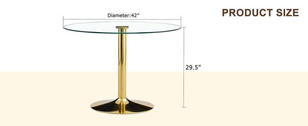 Chic Glass & Gold Round Dining Table