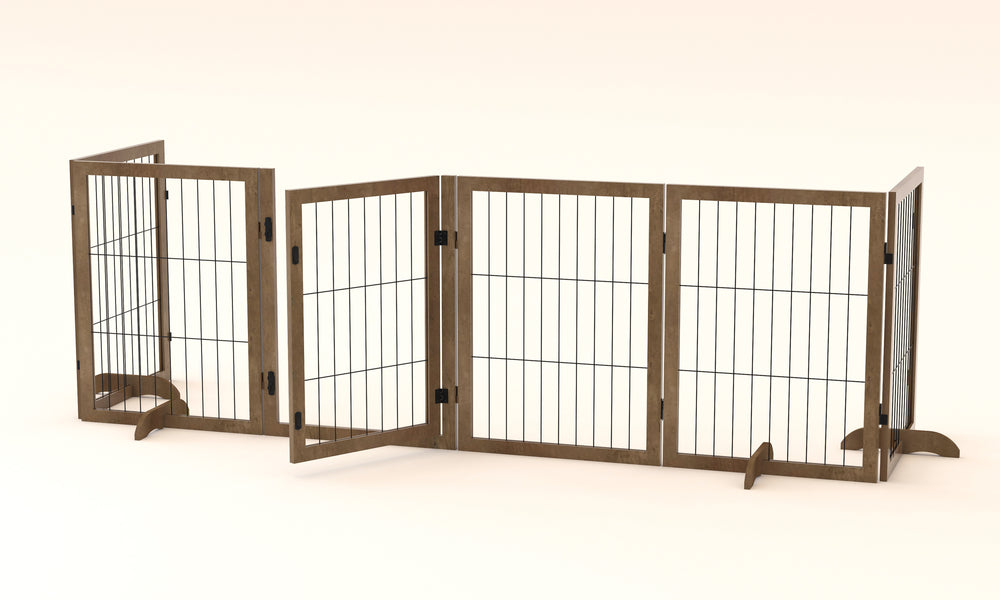 Flexible Dog Gate & Fence with Door - Stylish Indoor Barrier