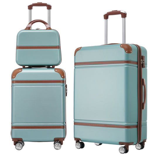 Green Travel Trio: Lightweight Hardshell Luggage Set with TSA Lock