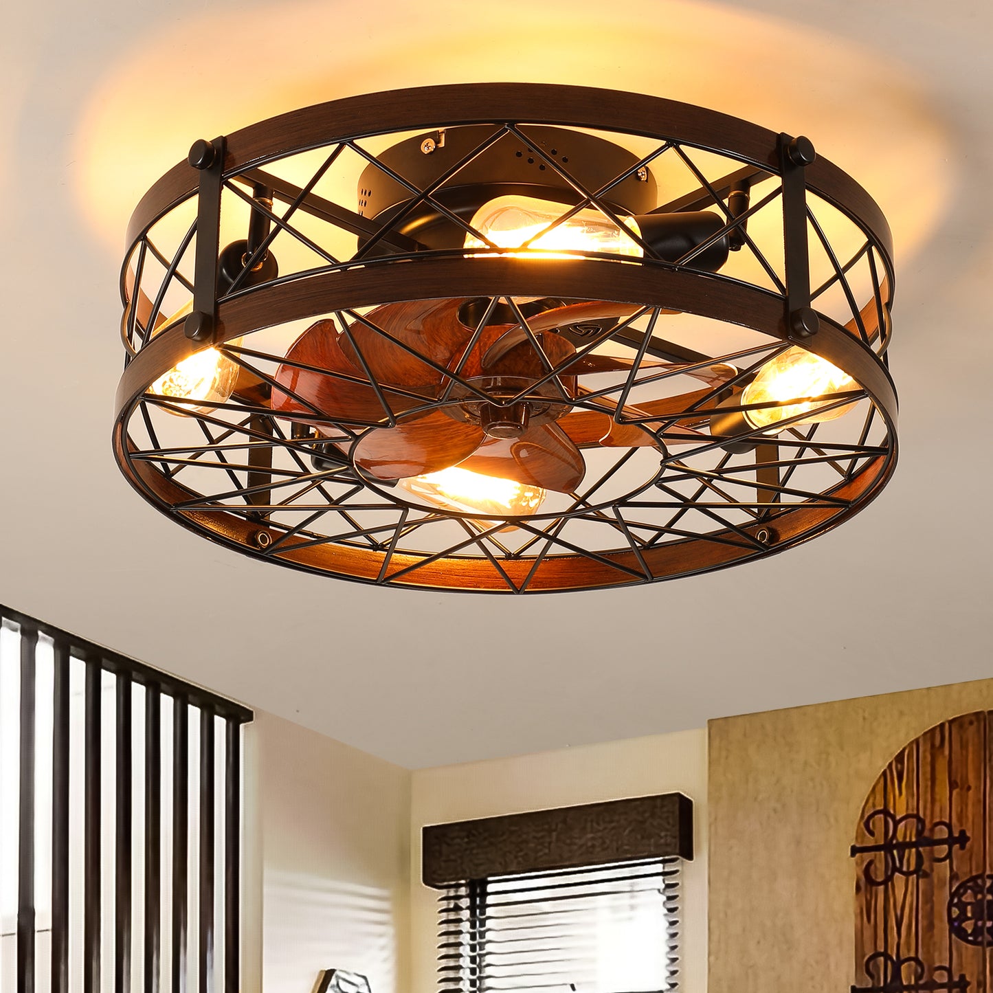 Chic Caged Ceiling Fan & Light Combo