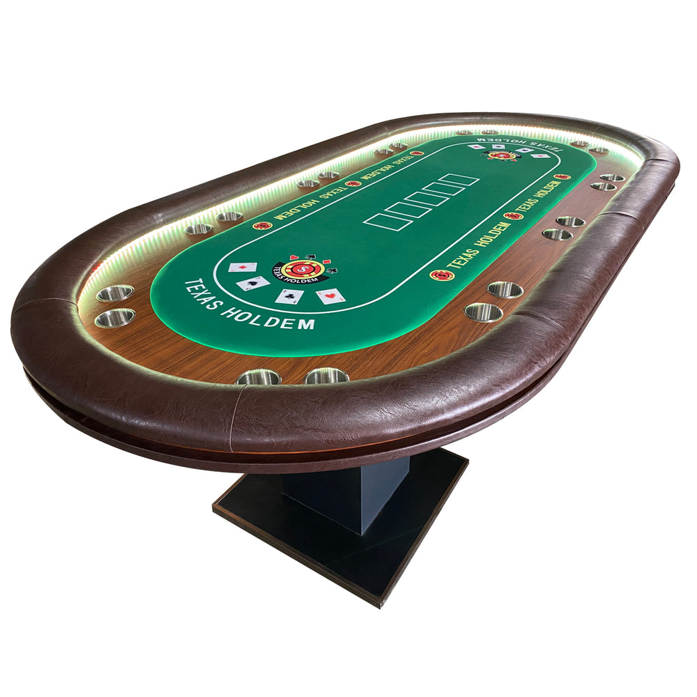 Elegant Poker Haven: LED Oval Table for Ultimate Game Nights