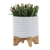 Stylish Textured White Planter with Stand