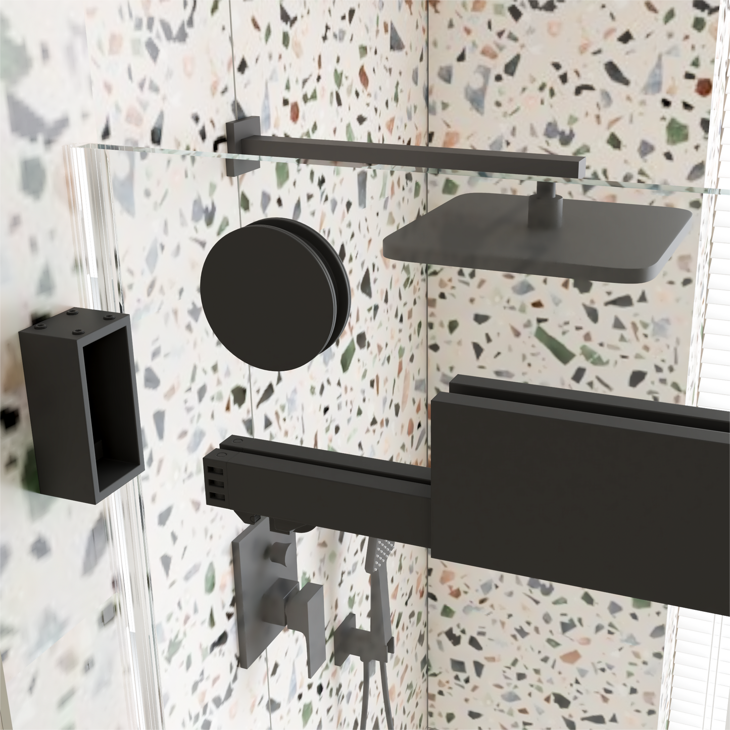 Sleek Matte Black Soft-Close Shower Door