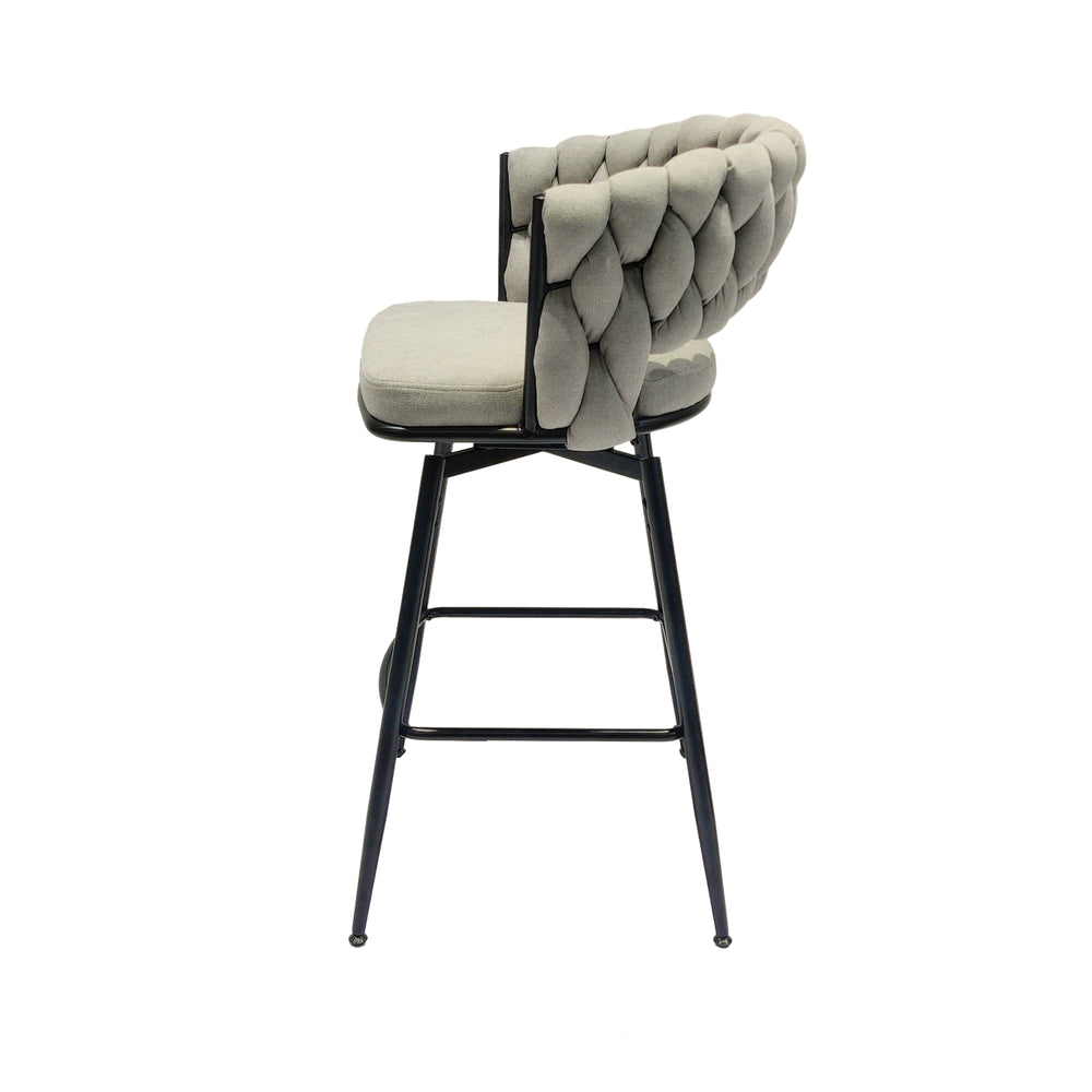 Chic Grey Swivel Bar Stools - Set of 2