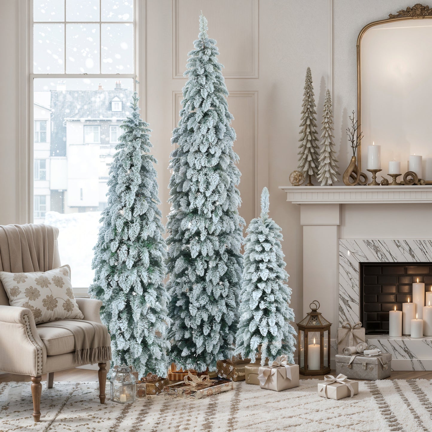 “Frosted Slim Pre-Lit Christmas Tree Set”