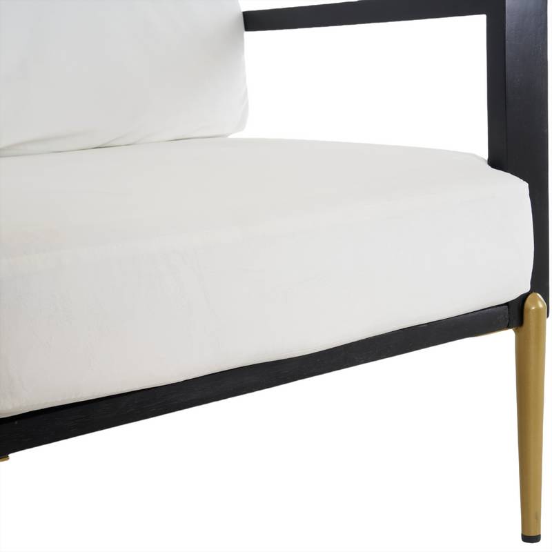 Chic White Accent Armchair with Gold Legs