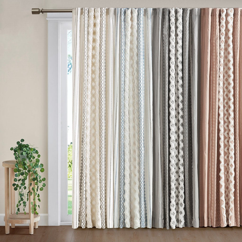 Chic Chenille Stripe Cotton Curtain Panel