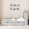 Cozy Grey Twin Bed with USB Charging & Storage Headboard