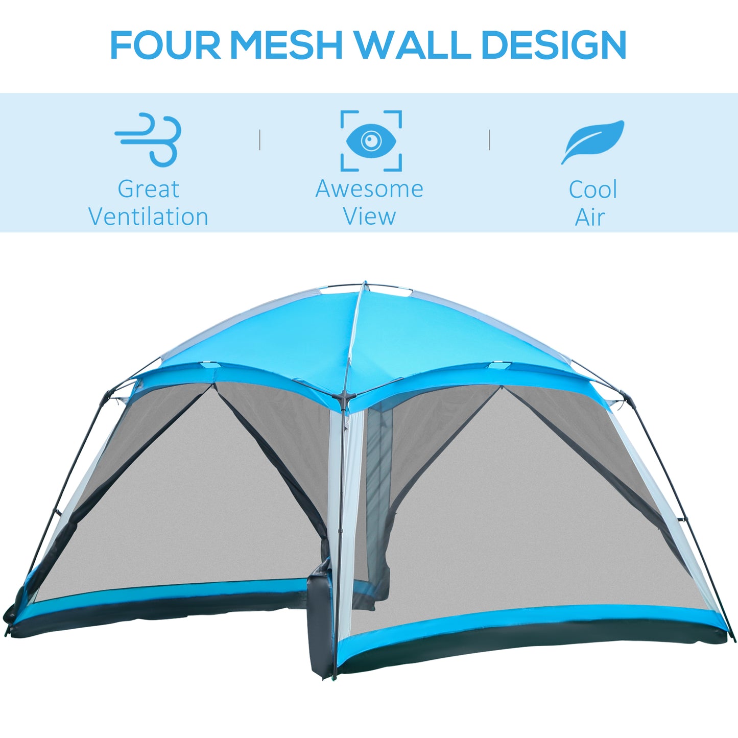 Sky Blue Screen House Tent for Camping and Travel