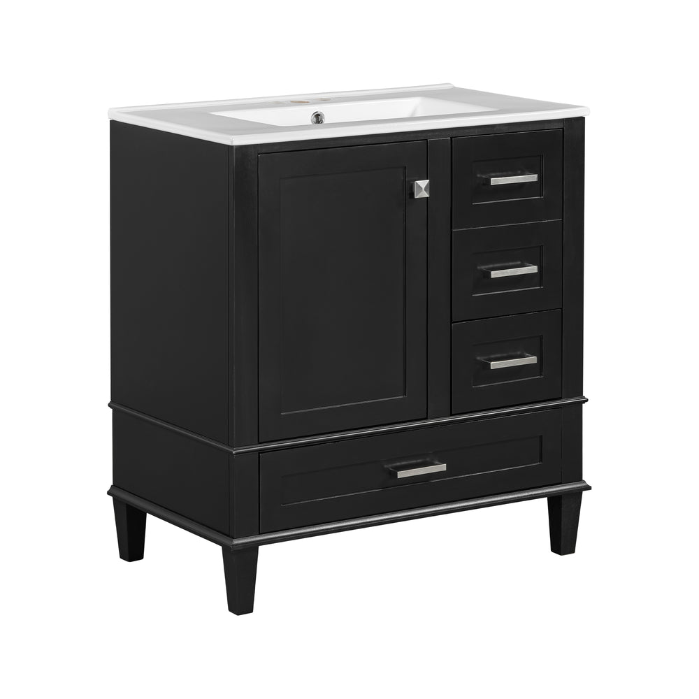 Sleek Black Bathroom Vanity with Sink and Soft-Close Storage