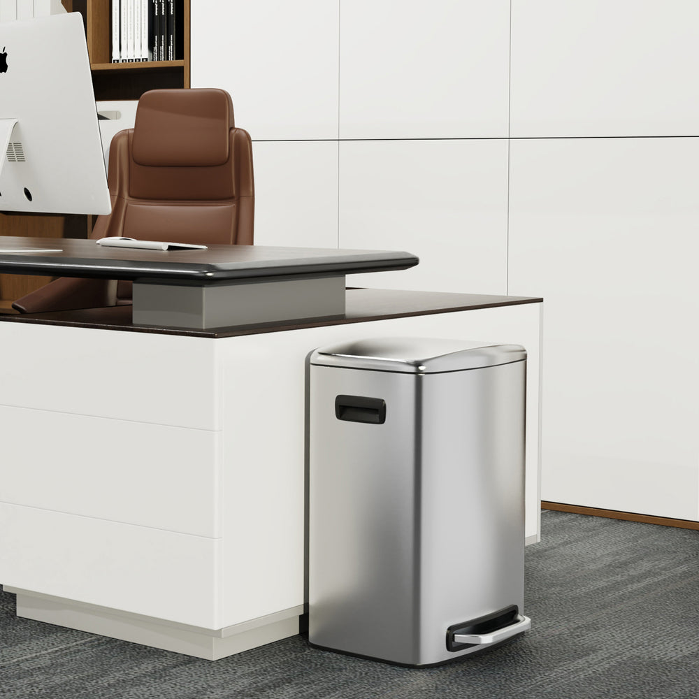 Sleek Stainless Kitchen Trash Can with Soft Close & Bags