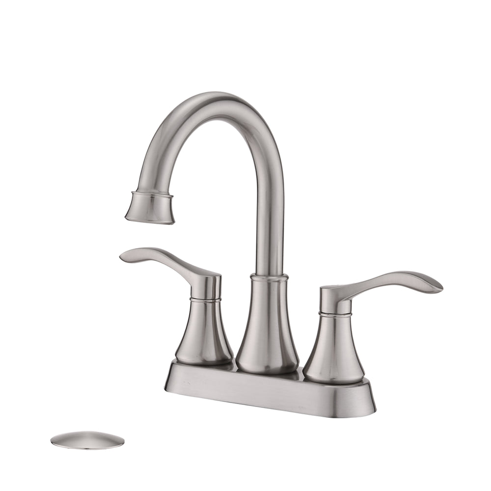 Swivel Brushed Nickel Bathroom Faucet with Pop-Up Drain