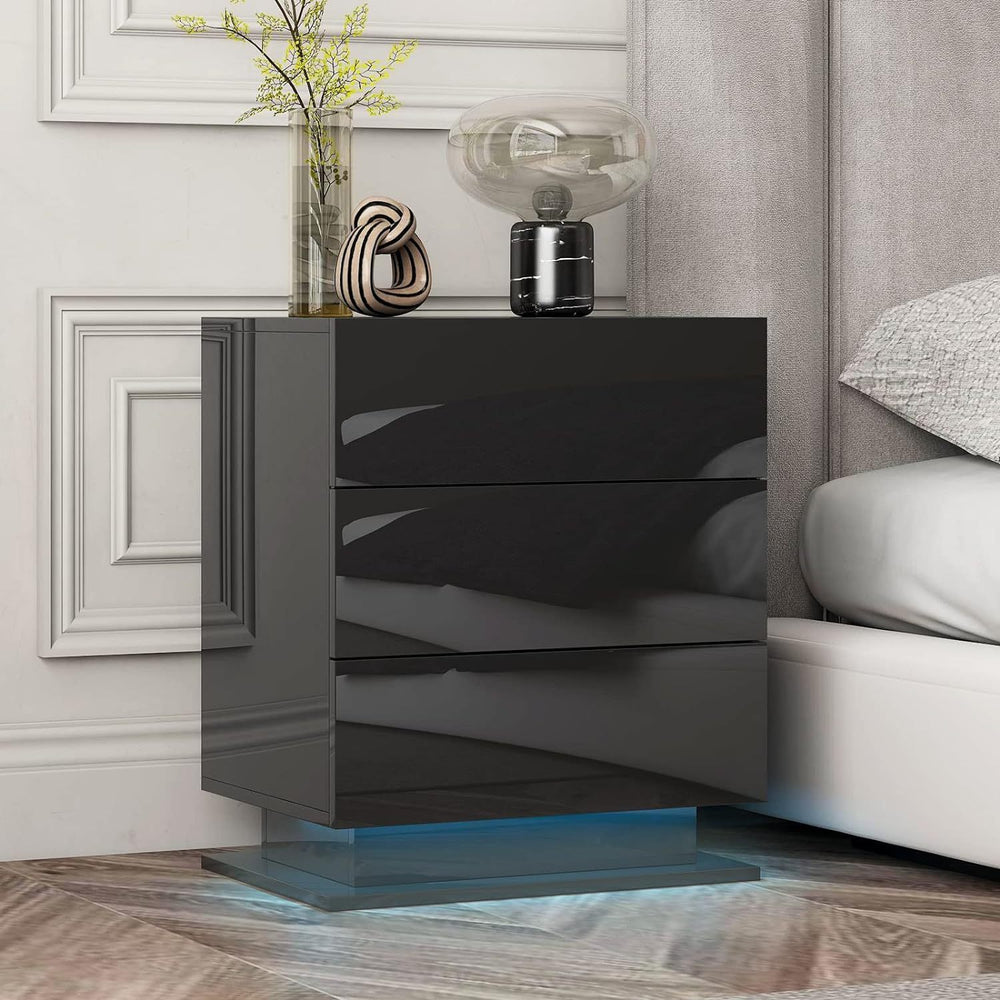 Luminous Nightstand with Three Drawers