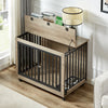 Chic Pet Crate Table with Feeding Station and Wheels