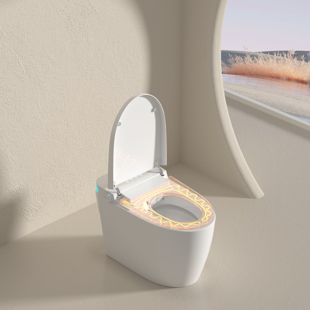 Voice-Controlled Smart Bidet Toilet with Heated Seat & Auto Features