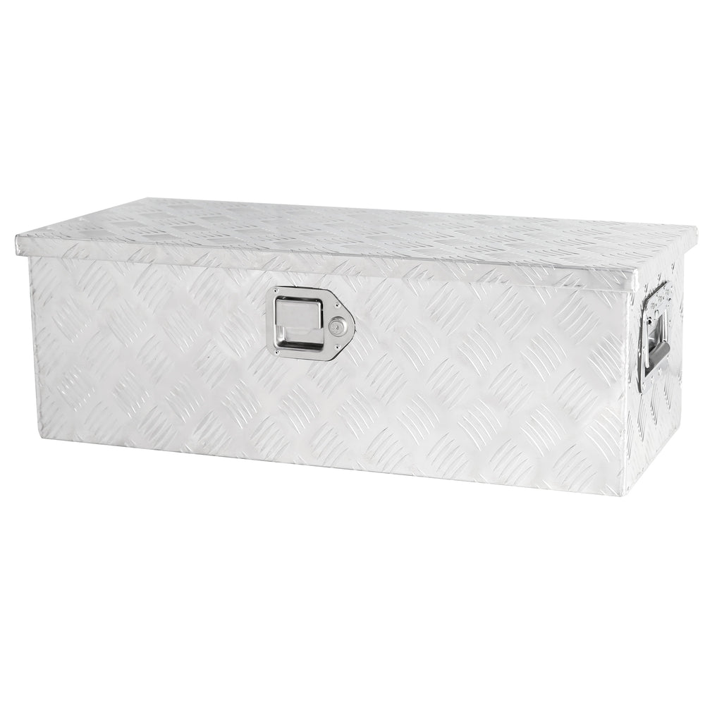 Sturdy Silver Aluminum Underbody Toolbox with Lock and Keys