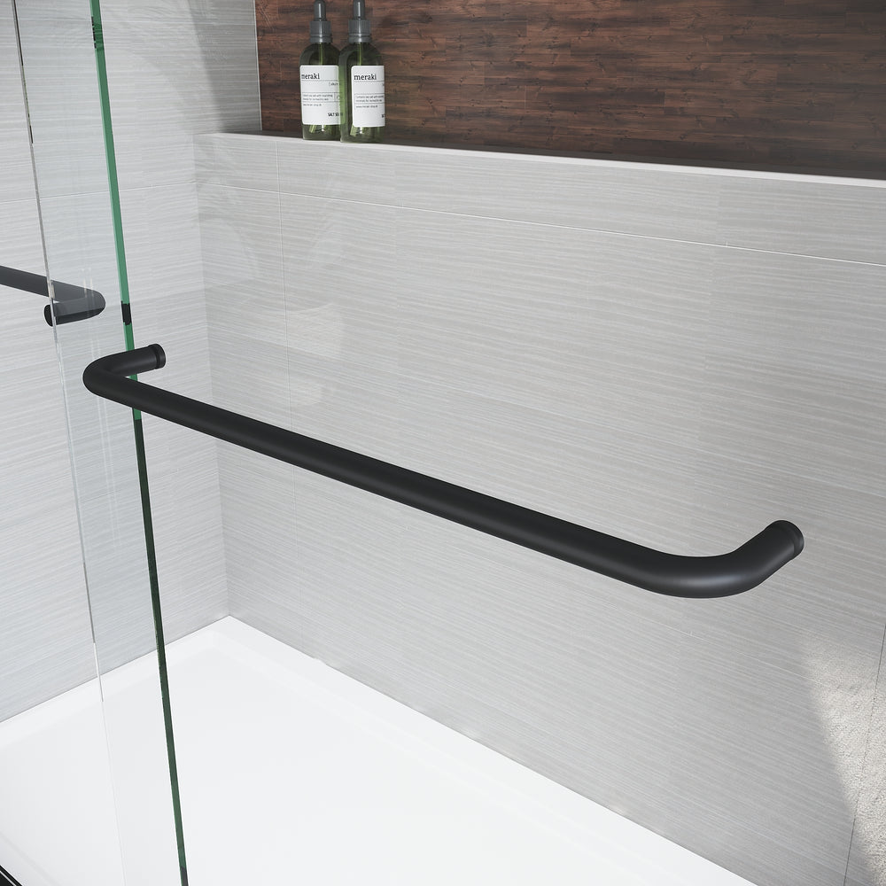 Sleek Matte Black Sliding Bathtub Door