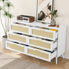 Rattan Charm Wide Dresser with Gold Accents