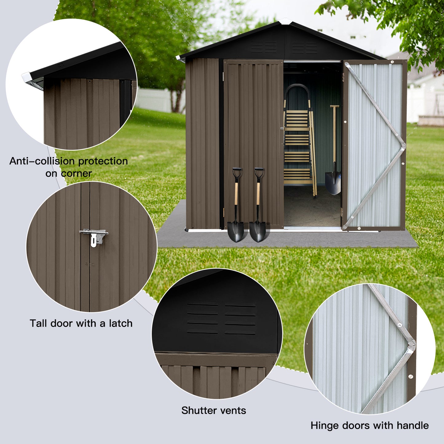 Sleek Brown & Black Apex Storage Shed