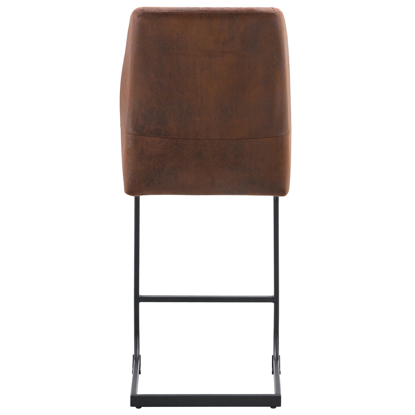 Chic Duo: Suede Cushioned Brown Chairs with Stylish Metal Legs