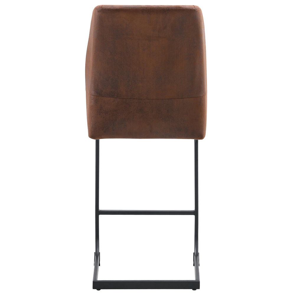 Chic Duo: Suede Cushioned Brown Chairs with Stylish Metal Legs