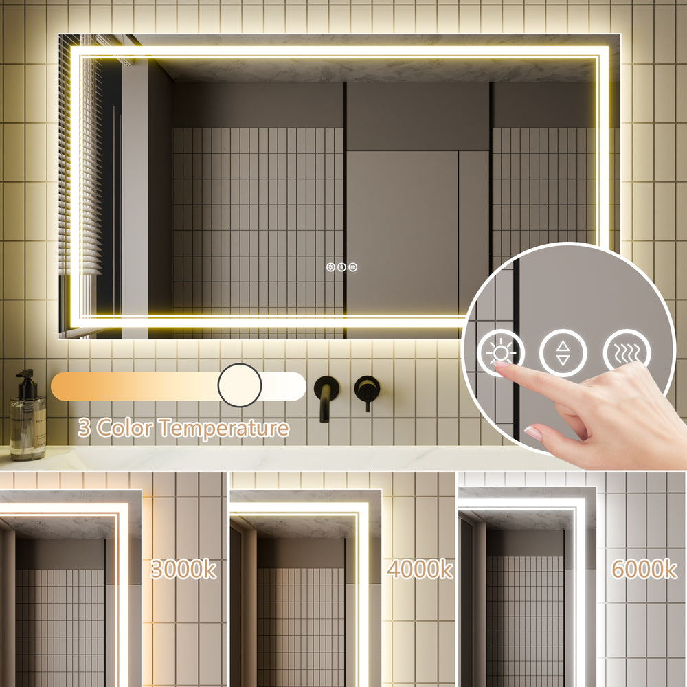 Illuminated Smart Bathroom Mirror - Touch Control & Anti-Fog