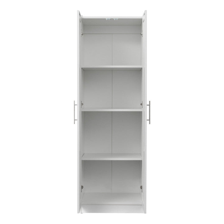 Stylish White Storage Cabinet with Dual Doors and Dividers