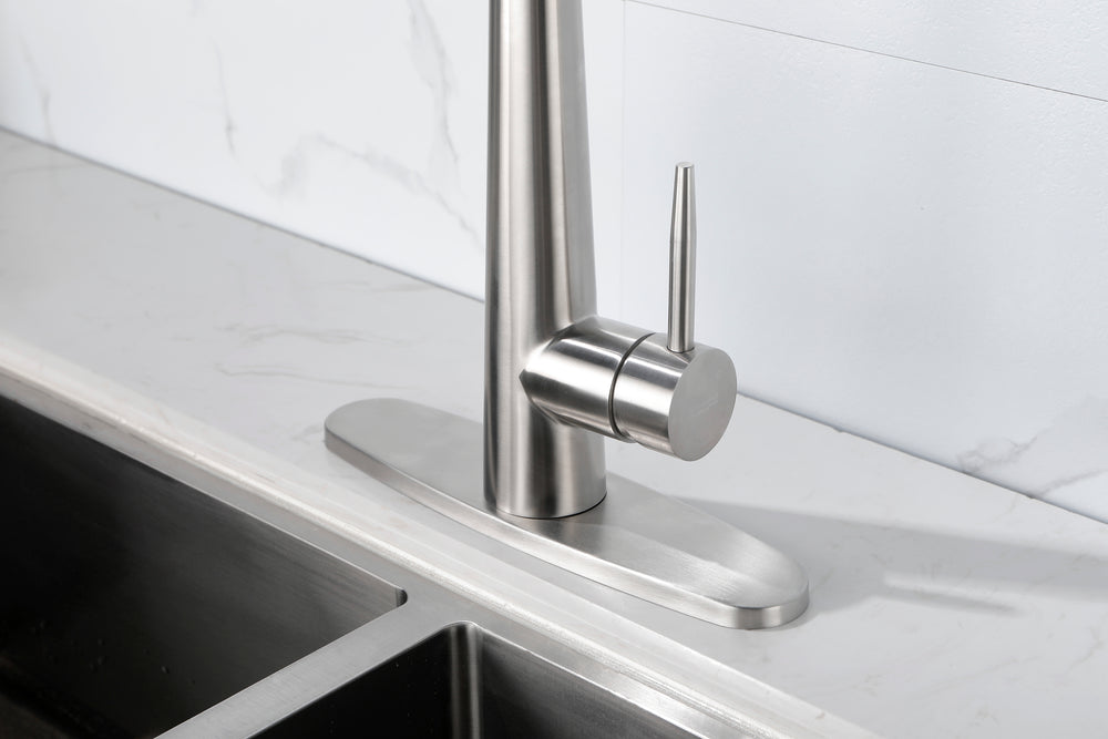 Sleek Brushed Nickel Kitchen Faucet with Pull-Down Sprayer