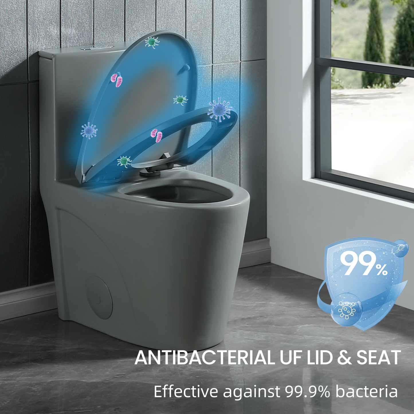 Eco-Friendly Comfort Height Toilet with Soft Close - Light Grey