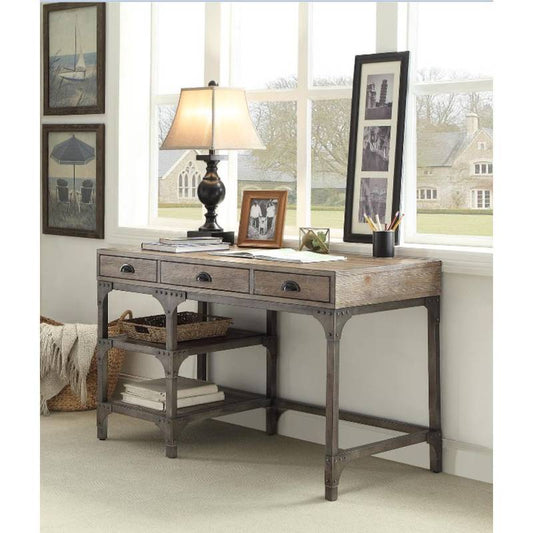 Weathered Oak & Silver Gorden Desk