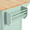 Mint Green Kitchen Island on Wheels with Drop-Leaf Countertop & Storage