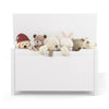 Whimsical White Wooden Toy Box with Safety Lid