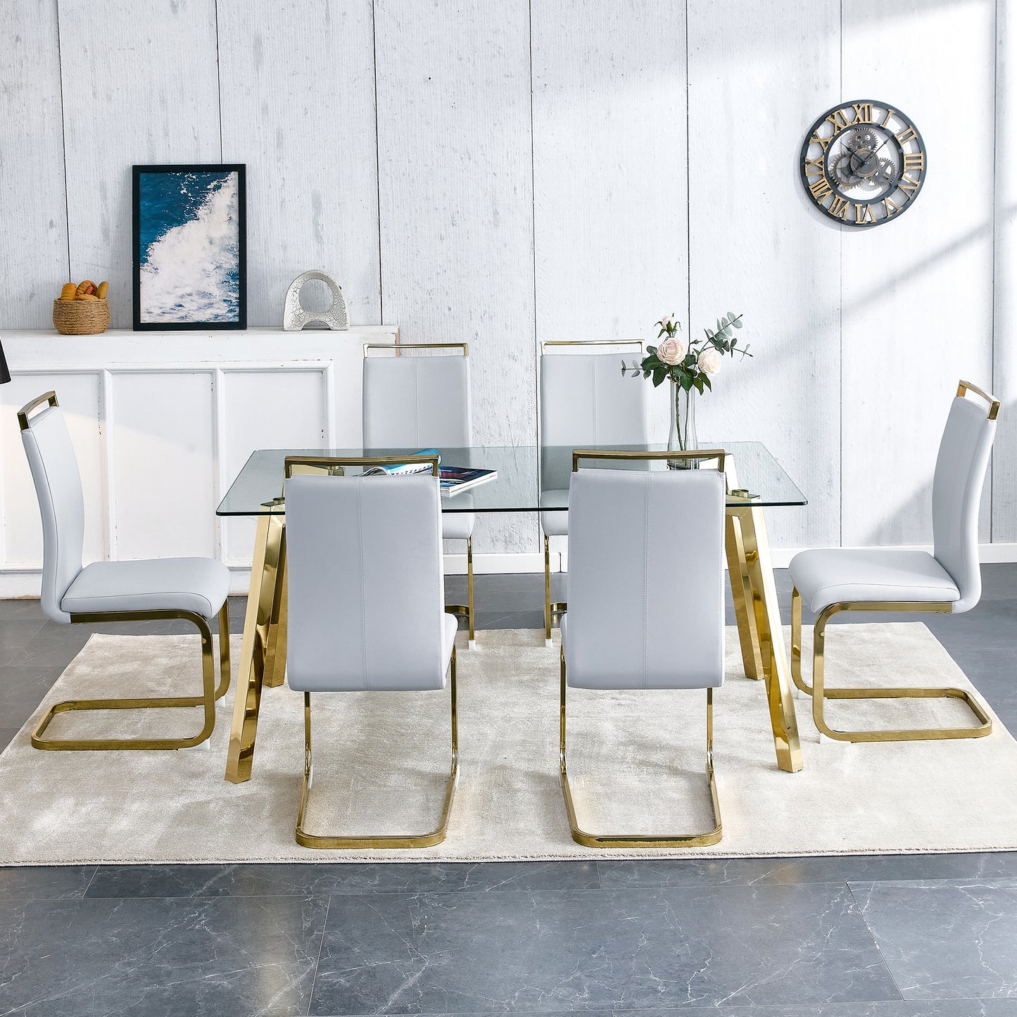 Gleaming Gold Glass Dining Table