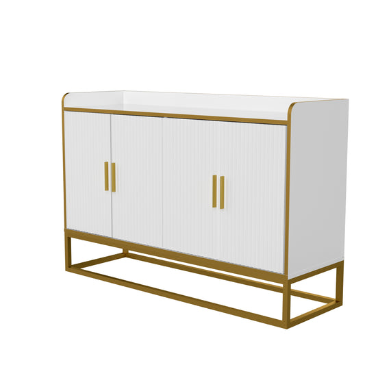 Sleek White Kitchen Buffet with Chic Metal Legs