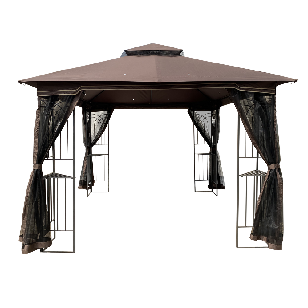 Cozy Garden Gazebo with Mosquito Net and Breezy Double Roof